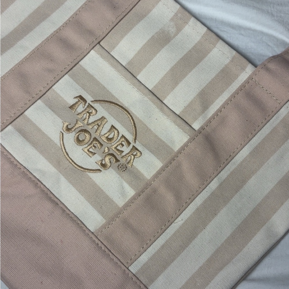 New Trader Joe's Petite Striped Tote Bag in Beige
